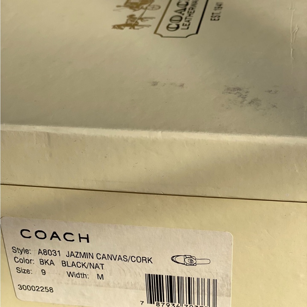COACH Black Jazmin Canvas Cork Platform Wedge Sandals Shoes Size 9 - Picture 8 of 11